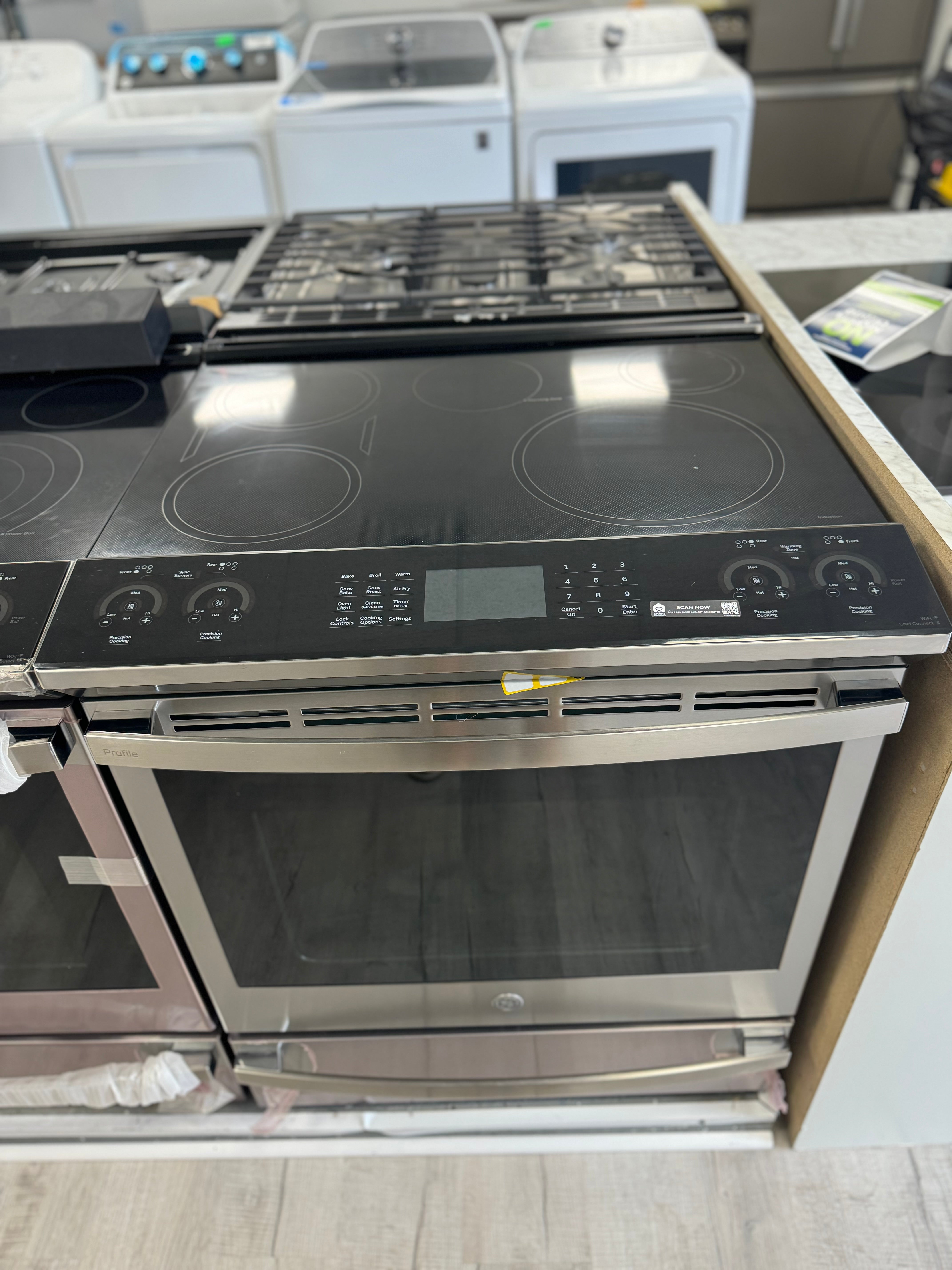 GE PROFILE™ 30" SMART SLIDE-IN FINGERPRINT RESISTANT FRONT-CONTROL INDUCTION AND CONVECTION RANGE WITH NO PREHEAT AIR FRY