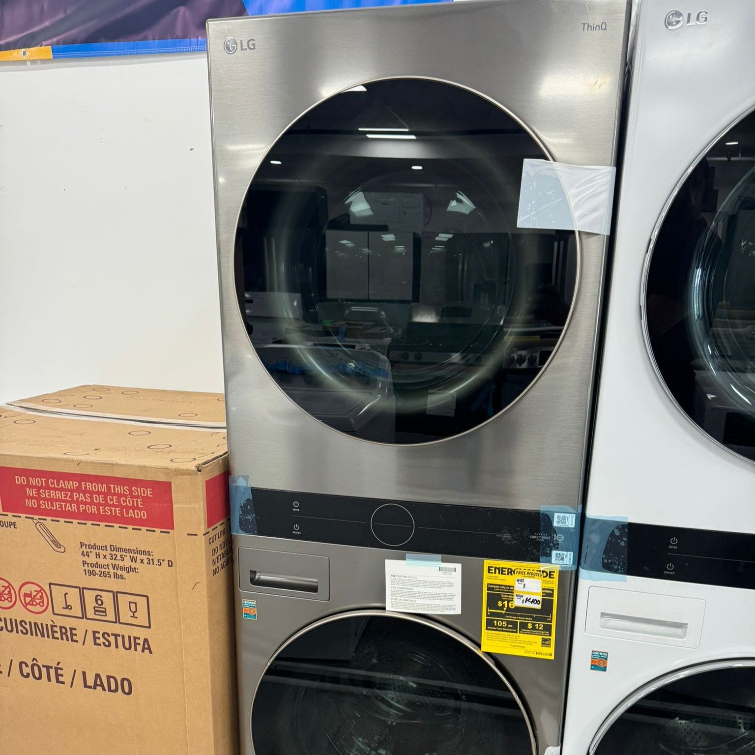Single Unit Front Load LG WashTower™ with Center Control™ 4.5 cu. ft. Washer and 7.4 cu. ft. Electric Dryer