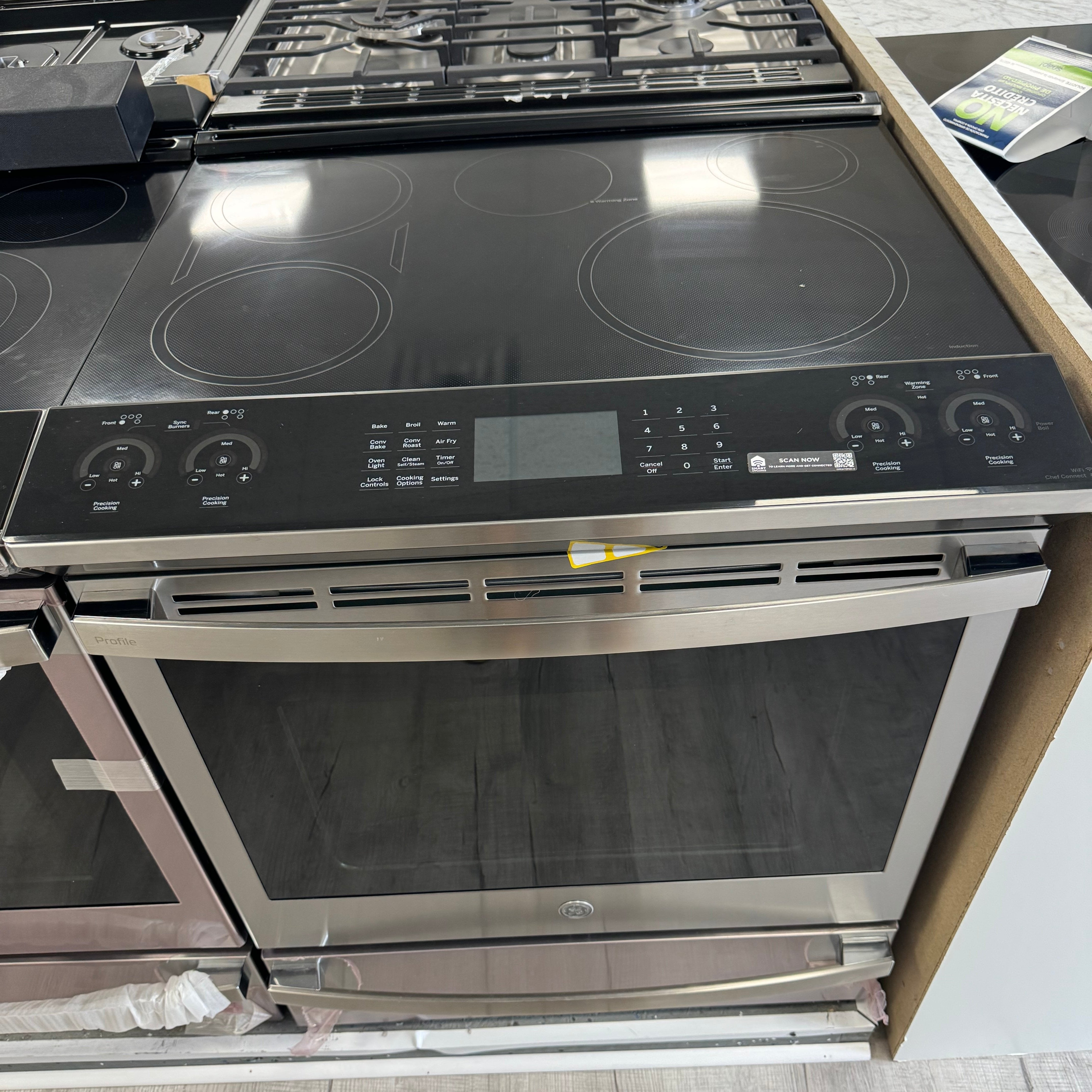GE PROFILE™ 30" SMART SLIDE-IN FINGERPRINT RESISTANT FRONT-CONTROL INDUCTION AND CONVECTION RANGE WITH NO PREHEAT AIR FRY