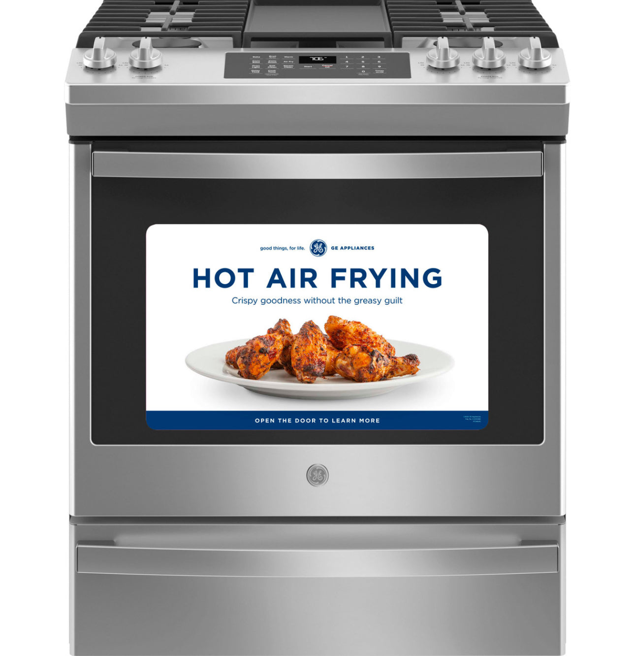 GE® 30" Slide-In Front-Control Convection Gas Range with No Preheat Air Fry