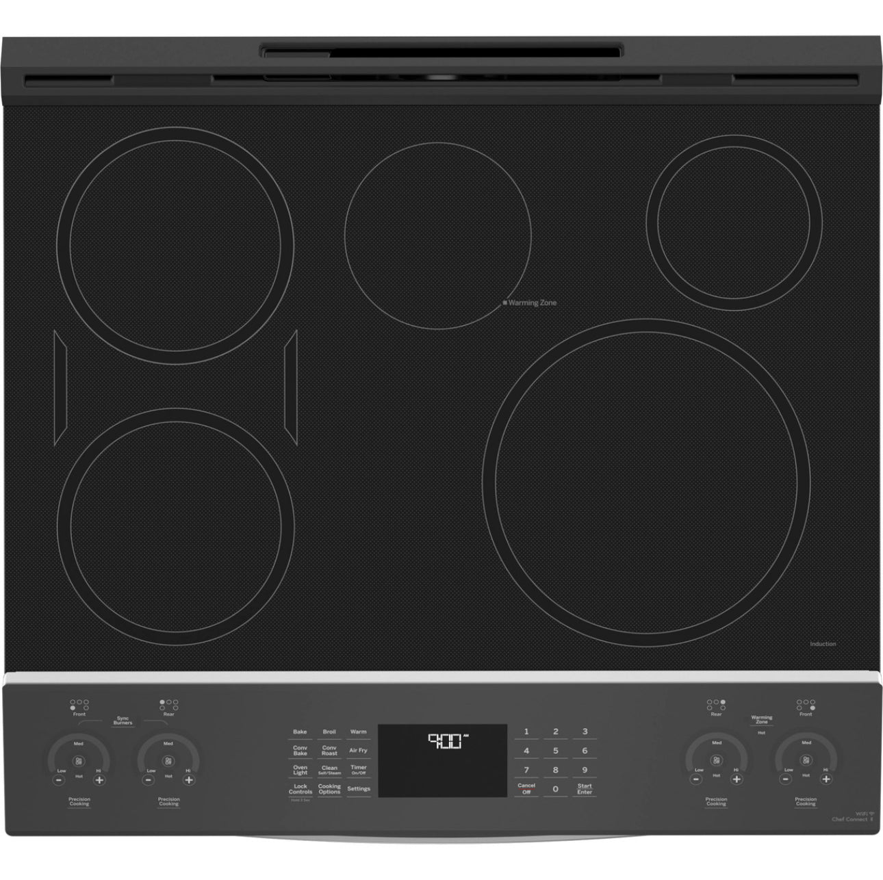 GE PROFILE™ 30" SMART SLIDE-IN FINGERPRINT RESISTANT FRONT-CONTROL INDUCTION AND CONVECTION RANGE WITH NO PREHEAT AIR FRY