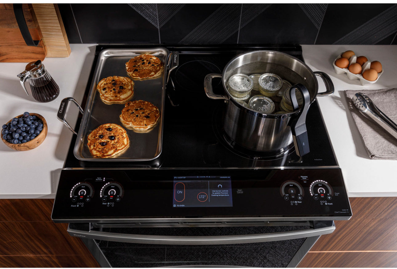 GE PROFILE™ 30" SMART SLIDE-IN FINGERPRINT RESISTANT FRONT-CONTROL INDUCTION AND CONVECTION RANGE WITH NO PREHEAT AIR FRY