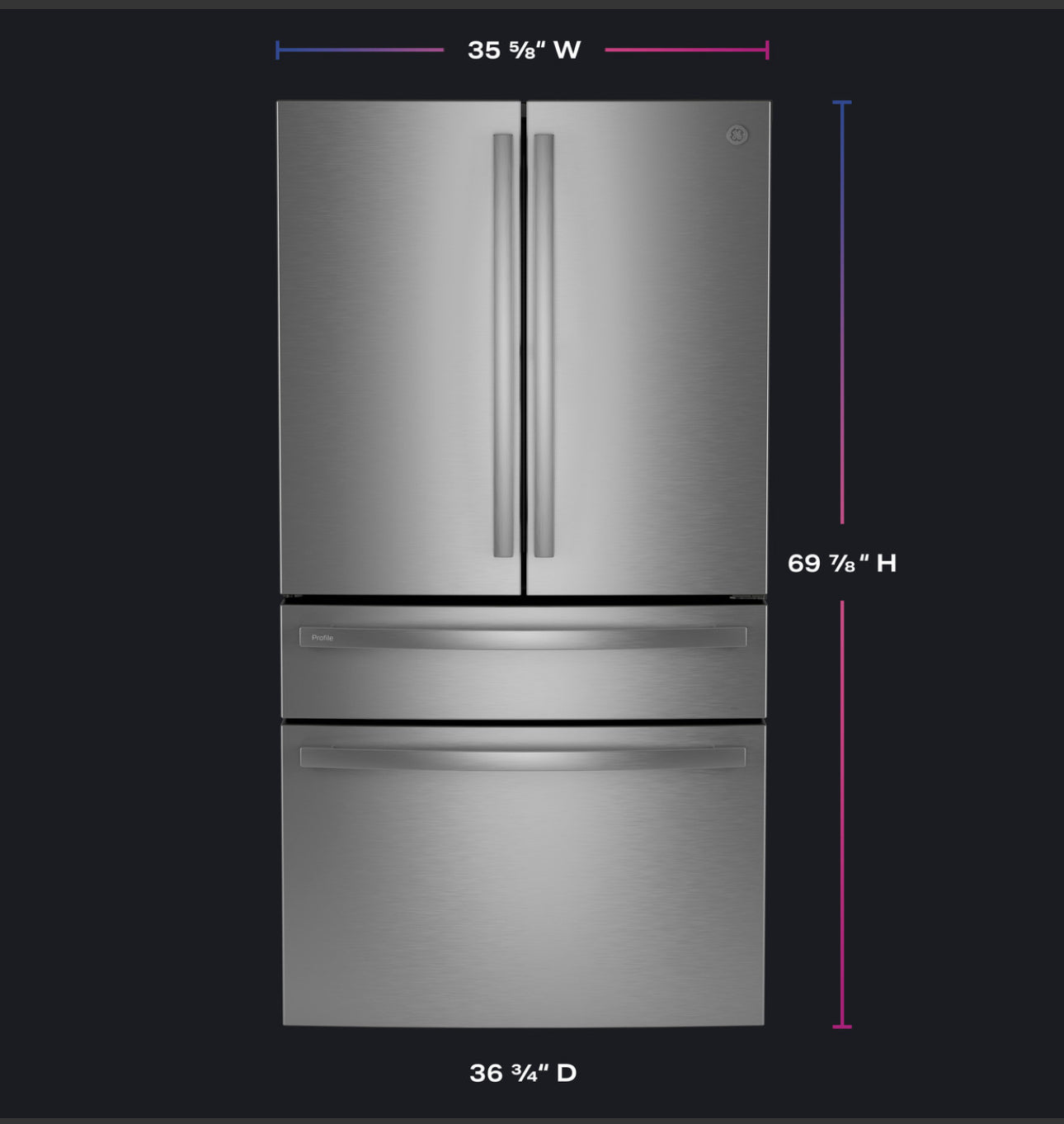 GE Profile™ Series ENERGY STAR® 29 Cu. Ft. Smart Fingerprint Resistant 4-Door French-Door Refrigerator with Door In Door 36 inch
