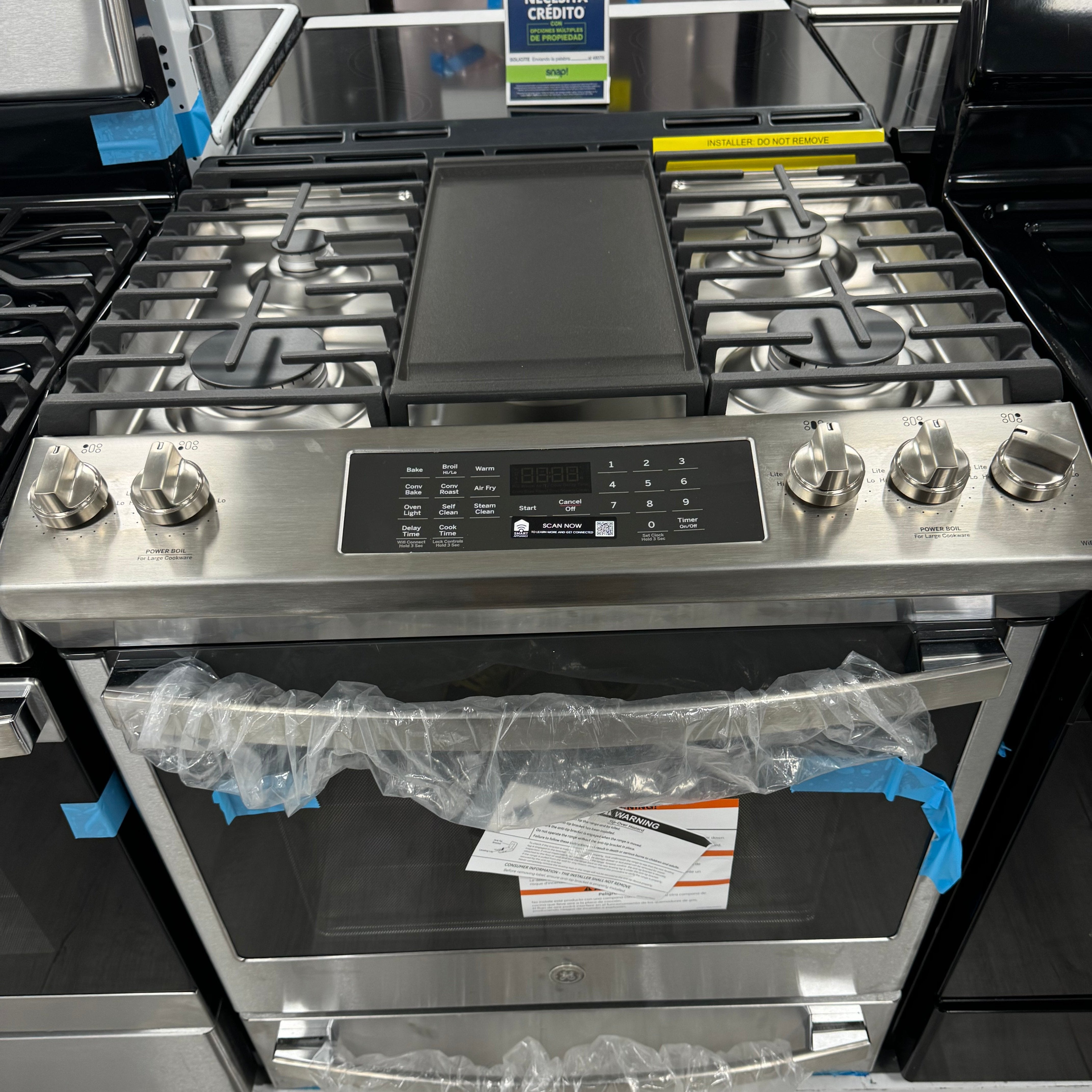 GE® 30" Slide-In Front-Control Convection Gas Range with No Preheat Air Fry
