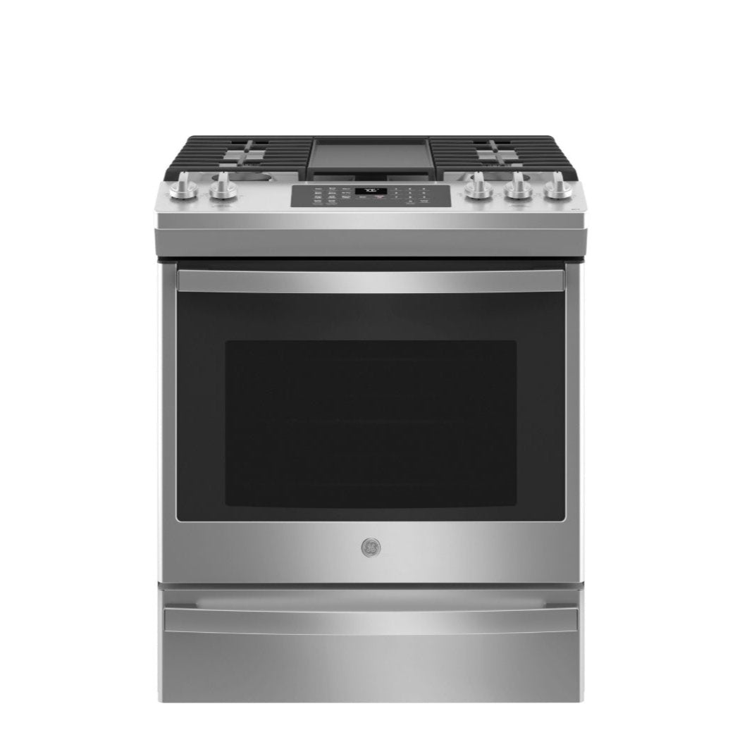 GE® 30" Slide-In Front-Control Convection Gas Range with No Preheat Air Fry
