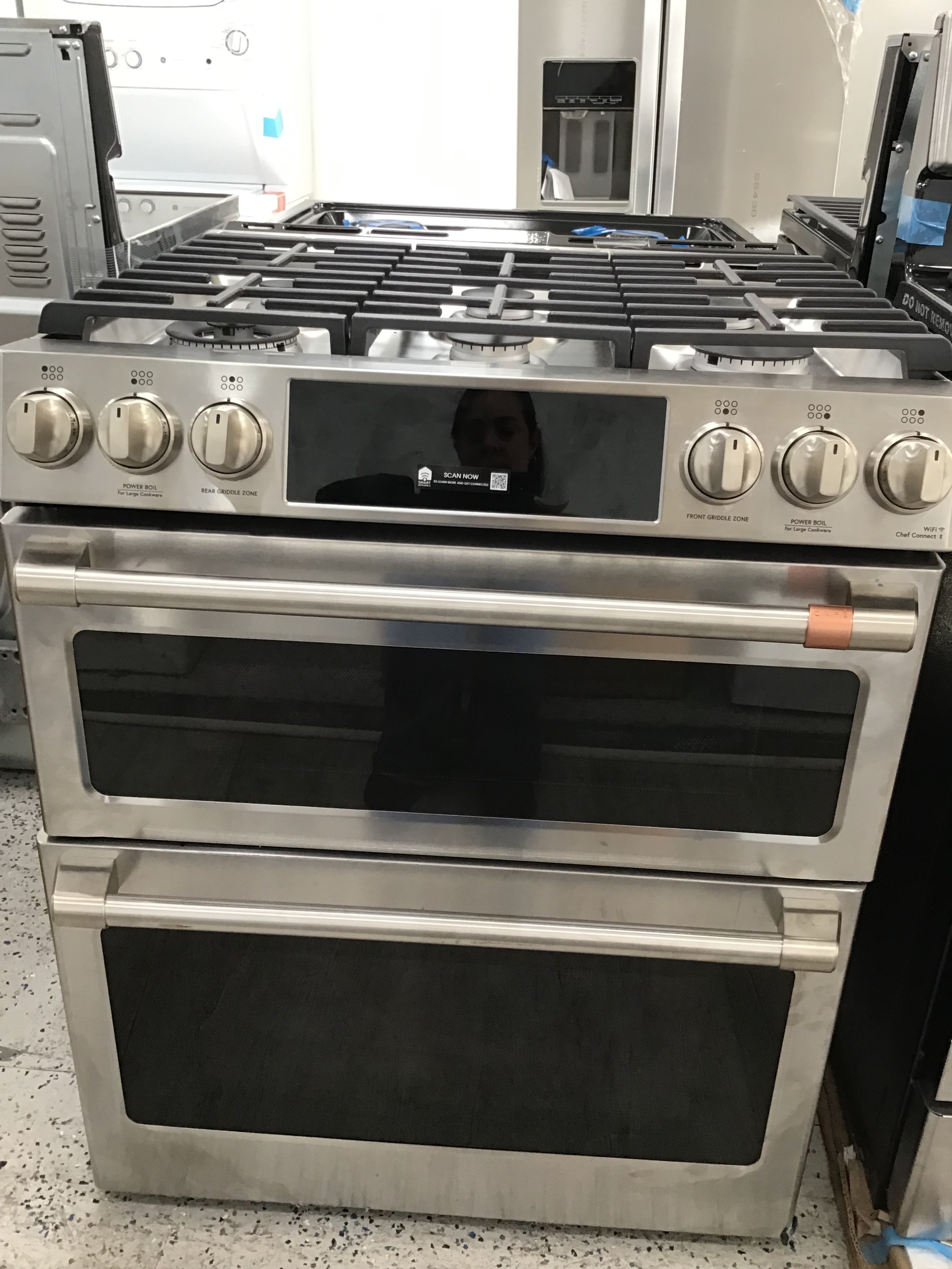 Cafe 30 Inch Wide 6.7 Cu. Ft. Slide In Gas Range with Convection and Griddle