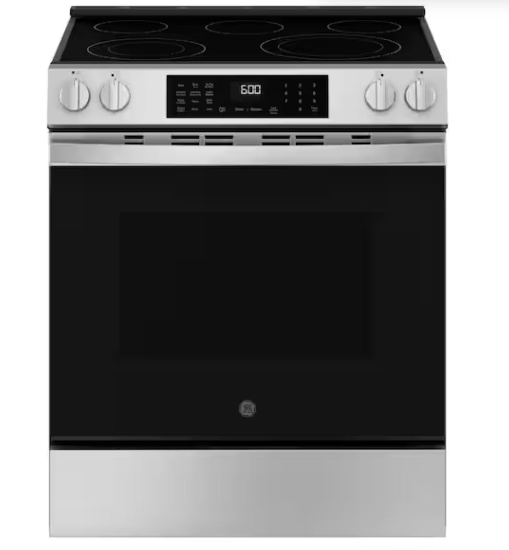 30 in. 5 Burner Element Smart Slide-In Electric Convection Range in Stainless w/ EasyWash Oven Tray & No-Preheat Air Fry
