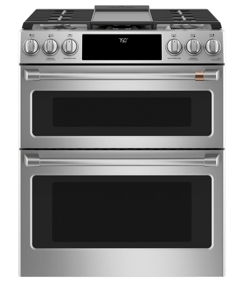 Cafe 30 Inch Wide 6.7 Cu. Ft. Slide In Gas Range with Convection and Griddle