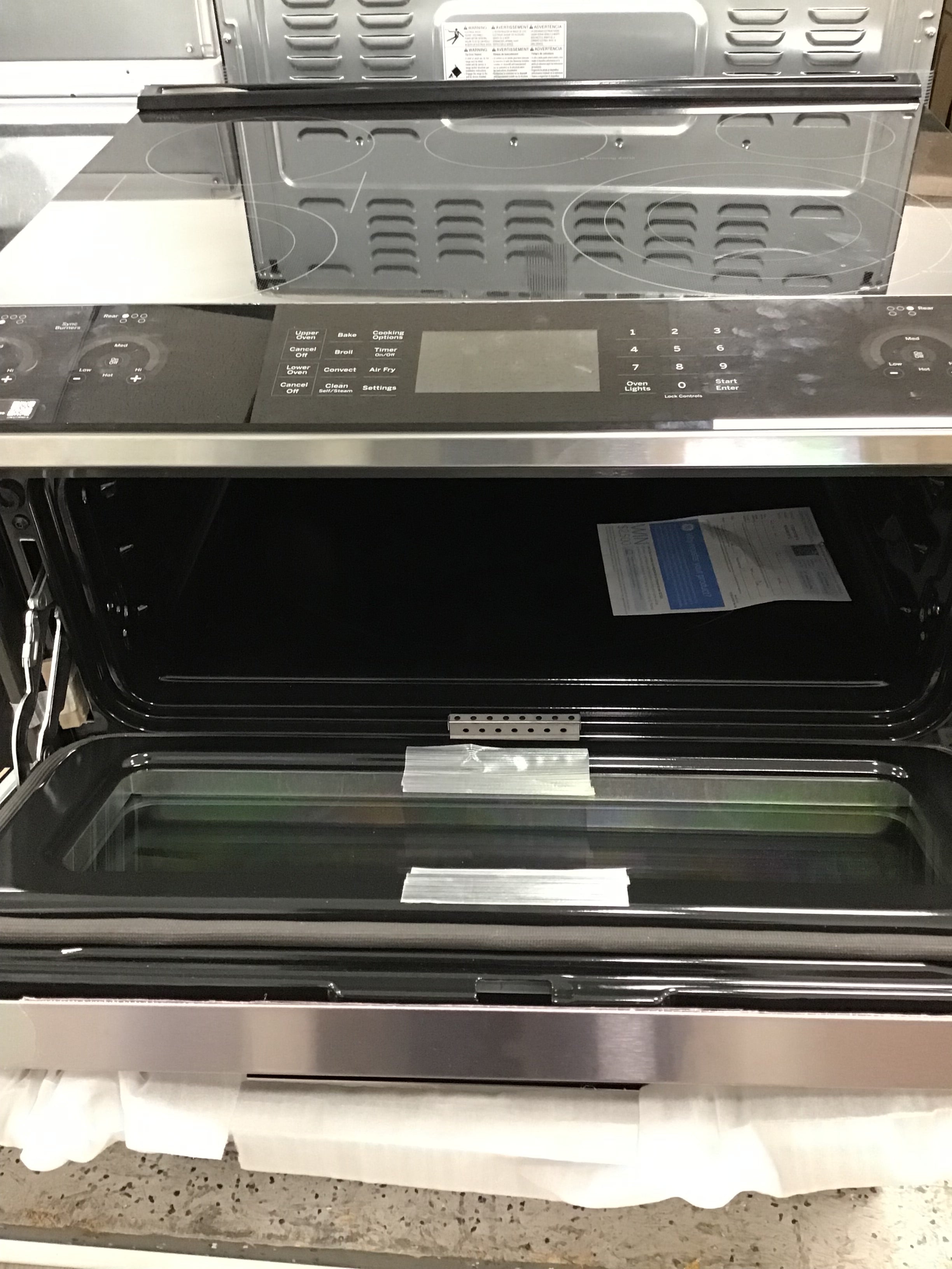 30 in. 5 Burner Element Slide-In Double Oven Electric Range in Stainless Steel with True Convection
